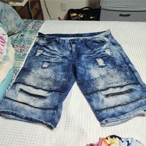 ROAD NARROWS EUC MENS SZ 44  BAGGY GRUNGE DISTRESSED DENIM JEAN SHORTS